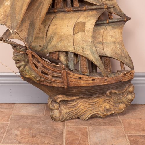 CARVED WOODEN GALLEON MODEL - ADDITIONAL PHOTO 6