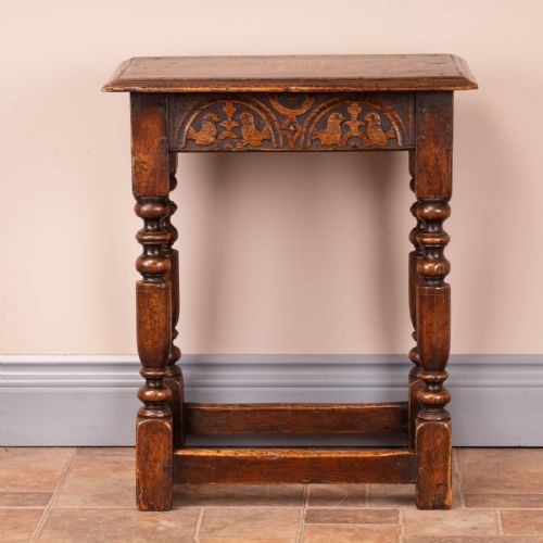 carved oak joint stool - CATEGORY: ANTIQUE STOOLS - DATED 1920
