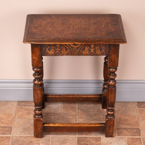 CARVED OAK JOINT STOOL - ADDITIONAL PHOTO 1
