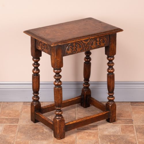 CARVED OAK JOINT STOOL - ADDITIONAL PHOTO 2