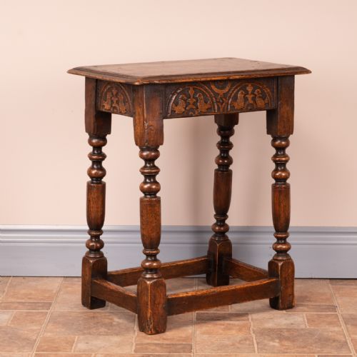 CARVED OAK JOINT STOOL - ADDITIONAL PHOTO 3