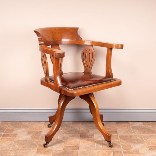 OAK REVOLVING OFFICE DESK CHAIR - ADDITIONAL PHOTO 4
