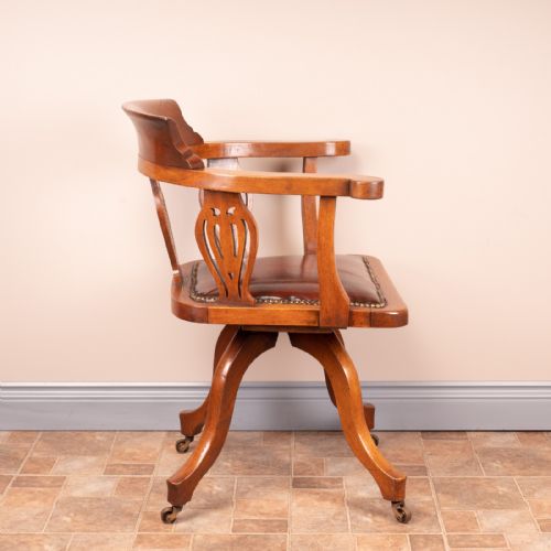 OAK REVOLVING OFFICE DESK CHAIR - ADDITIONAL PHOTO 5