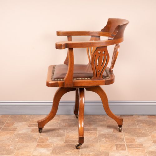 OAK REVOLVING OFFICE DESK CHAIR - ADDITIONAL PHOTO 7