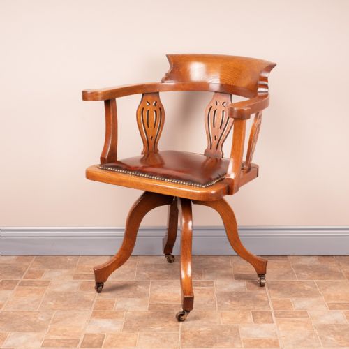 OAK REVOLVING OFFICE DESK CHAIR - ADDITIONAL PHOTO 8