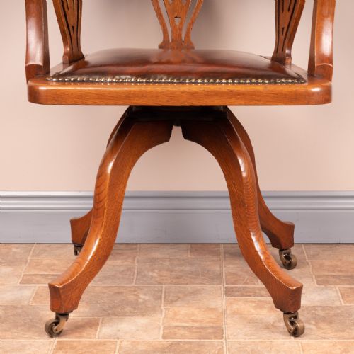 OAK REVOLVING OFFICE DESK CHAIR - ADDITIONAL PHOTO 9