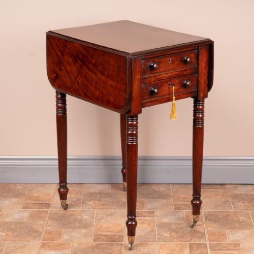 19thc mahogany pembroke work table - CATEGORY: ANTIQUE TABLES - DATED 19TH CENTURY