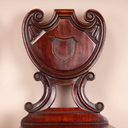 PAIR OF 19THC MAHOGANY HALL CHAIRS - ADDITIONAL PHOTO 1