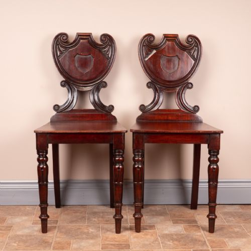 PAIR OF 19THC MAHOGANY HALL CHAIRS - ADDITIONAL PHOTO 2
