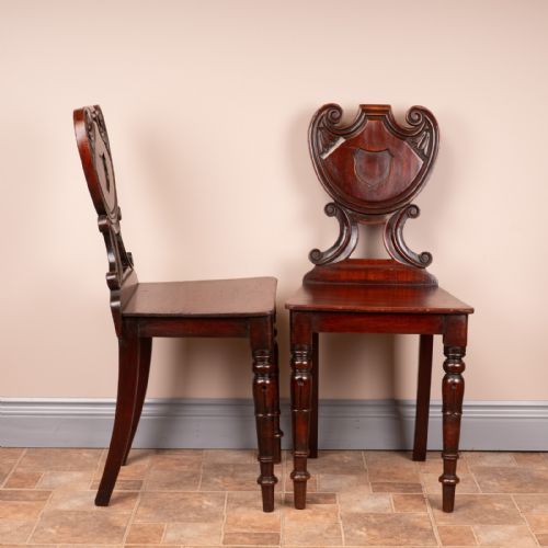 PAIR OF 19THC MAHOGANY HALL CHAIRS - ADDITIONAL PHOTO 3