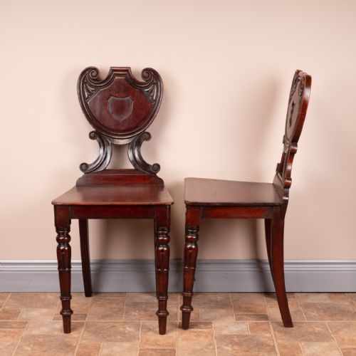 PAIR OF 19THC MAHOGANY HALL CHAIRS - ADDITIONAL PHOTO 4