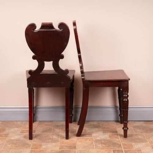PAIR OF 19THC MAHOGANY HALL CHAIRS - ADDITIONAL PHOTO 5