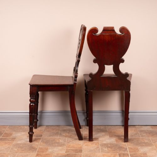 PAIR OF 19THC MAHOGANY HALL CHAIRS - ADDITIONAL PHOTO 6