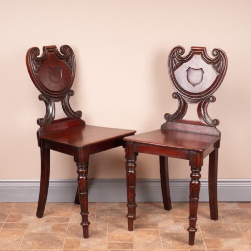 PAIR OF 19THC MAHOGANY HALL CHAIRS - ADDITIONAL PHOTO 8