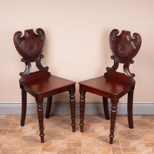 PAIR OF 19THC MAHOGANY HALL CHAIRS - ADDITIONAL PHOTO 9