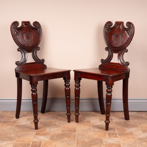 PAIR OF 19THC MAHOGANY HALL CHAIRS - ADDITIONAL PHOTO 10