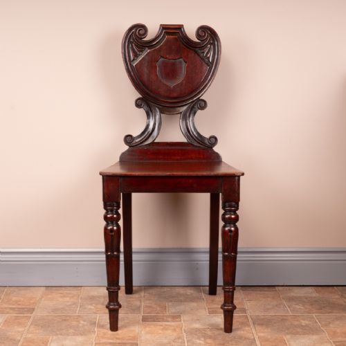 PAIR OF 19THC MAHOGANY HALL CHAIRS - ADDITIONAL PHOTO 12