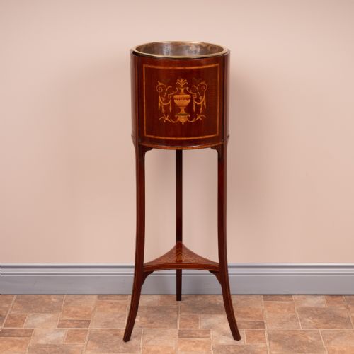 edwardian inlaid mahogany jardiniere plant stand - CATEGORY: ANTIQUE MISCELLANEOUS - DATED EDWARDIAN