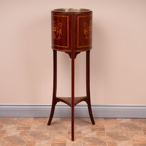 EDWARDIAN INLAID MAHOGANY JARDINIERE PLANT STAND - ADDITIONAL PHOTO 1