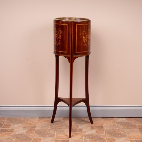 EDWARDIAN INLAID MAHOGANY JARDINIERE PLANT STAND - ADDITIONAL PHOTO 2