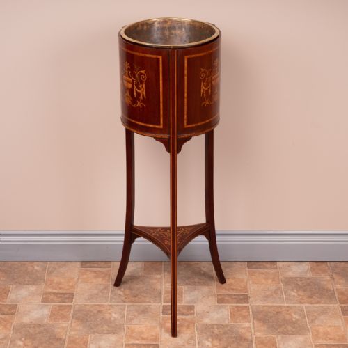 EDWARDIAN INLAID MAHOGANY JARDINIERE PLANT STAND - ADDITIONAL PHOTO 3