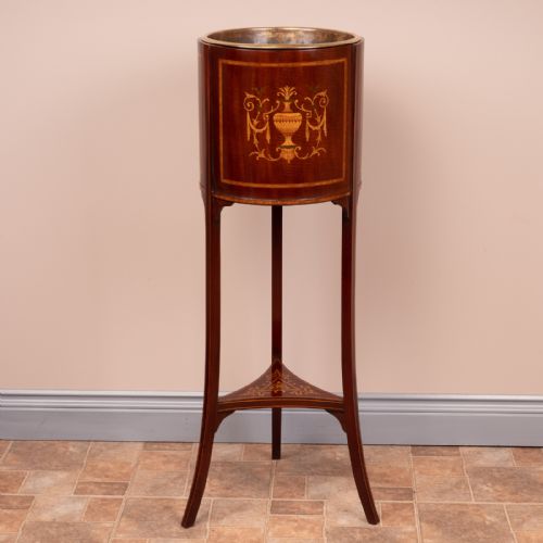 EDWARDIAN INLAID MAHOGANY JARDINIERE PLANT STAND - ADDITIONAL PHOTO 4