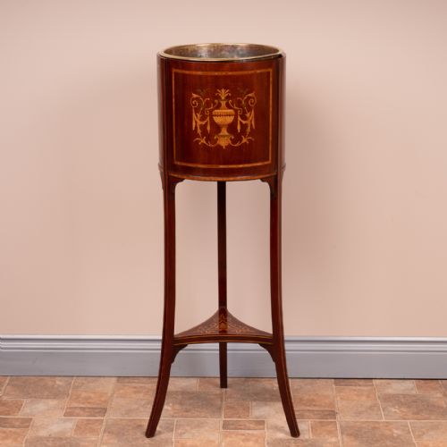 EDWARDIAN INLAID MAHOGANY JARDINIERE PLANT STAND - ADDITIONAL PHOTO 5