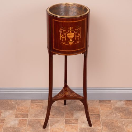 EDWARDIAN INLAID MAHOGANY JARDINIERE PLANT STAND - ADDITIONAL PHOTO 6