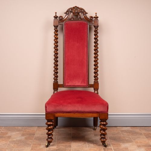 19THC WALNUT BARLEY TWIST PRIE DIEU CHAIR - ADDITIONAL PHOTO 1