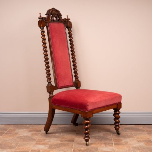 19THC WALNUT BARLEY TWIST PRIE DIEU CHAIR - ADDITIONAL PHOTO 2