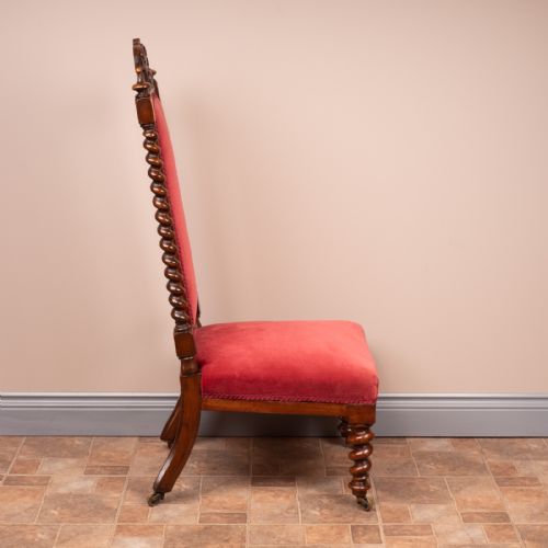 19THC WALNUT BARLEY TWIST PRIE DIEU CHAIR - ADDITIONAL PHOTO 3