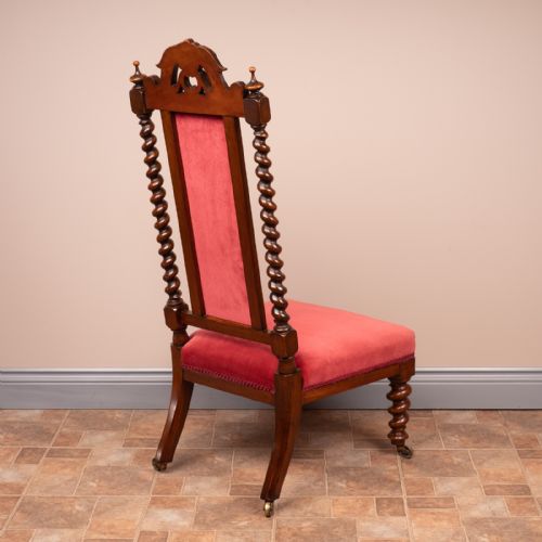 19THC WALNUT BARLEY TWIST PRIE DIEU CHAIR - ADDITIONAL PHOTO 5