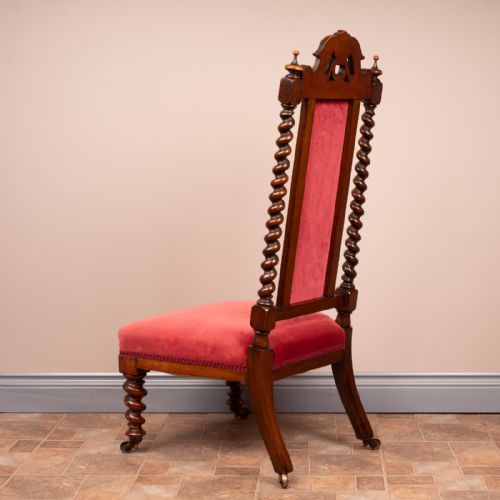 19THC WALNUT BARLEY TWIST PRIE DIEU CHAIR - ADDITIONAL PHOTO 6