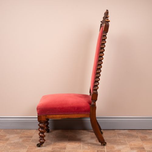 19THC WALNUT BARLEY TWIST PRIE DIEU CHAIR - ADDITIONAL PHOTO 7