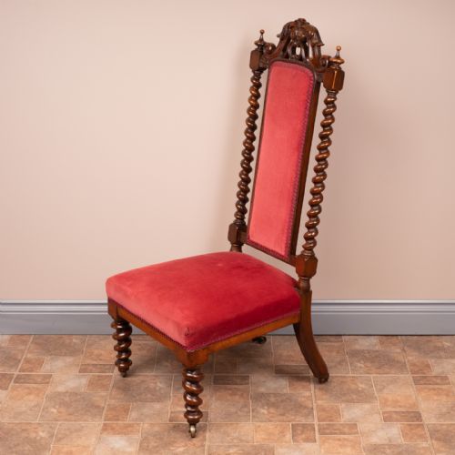 19THC WALNUT BARLEY TWIST PRIE DIEU CHAIR - ADDITIONAL PHOTO 8