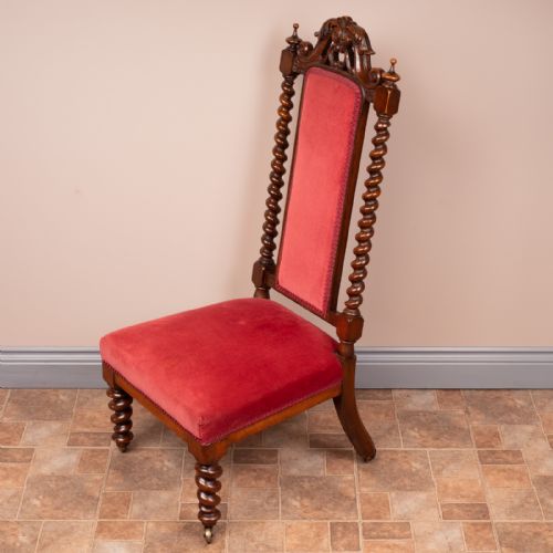 19THC WALNUT BARLEY TWIST PRIE DIEU CHAIR - ADDITIONAL PHOTO 9