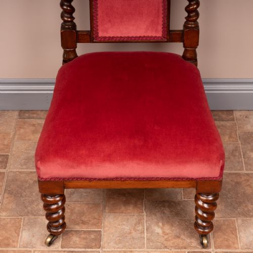 19THC WALNUT BARLEY TWIST PRIE DIEU CHAIR - ADDITIONAL PHOTO 11