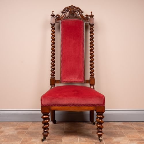 19THC WALNUT BARLEY TWIST PRIE DIEU CHAIR - ADDITIONAL PHOTO 12