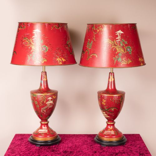 pair of chinoiserie style table lamps - CATEGORY: ANTIQUE LIGHTING - DATED 1930