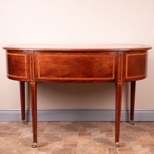 GOOD QUALITY EDWARDIAN INLAID MAHOGANY KIDNEY SHAPED WRITING TABLE - ADDITIONAL PHOTO 9