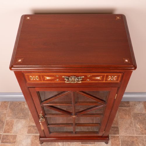 LATE VICTORIAN MAHOGANY ARTS CRAFTS DISPLAY CABINET - ADDITIONAL PHOTO 3