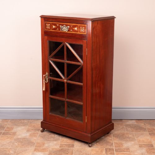 LATE VICTORIAN MAHOGANY ARTS CRAFTS DISPLAY CABINET - ADDITIONAL PHOTO 12