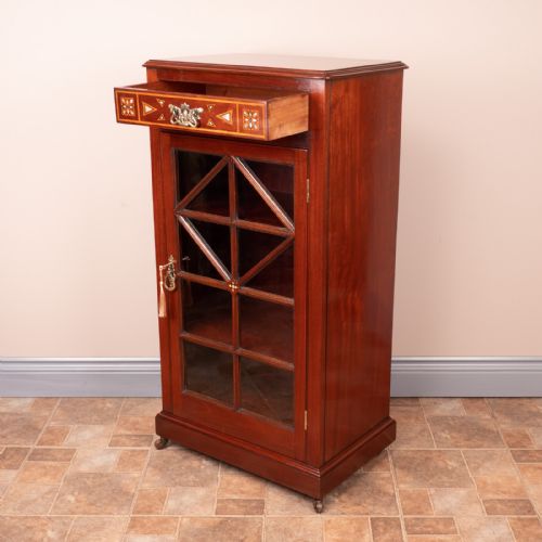 LATE VICTORIAN MAHOGANY ARTS CRAFTS DISPLAY CABINET - ADDITIONAL PHOTO 13