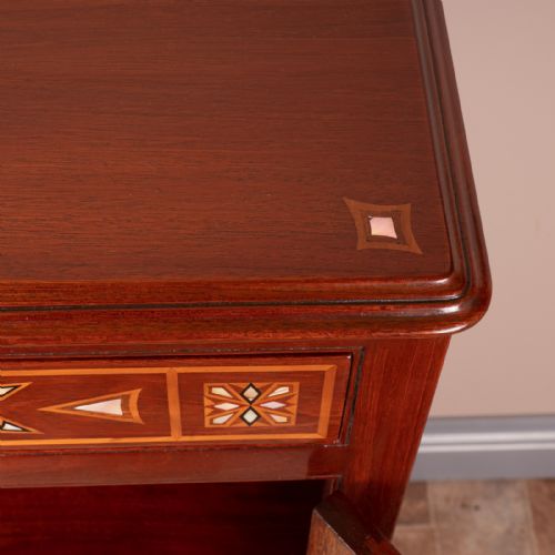 LATE VICTORIAN MAHOGANY ARTS CRAFTS DISPLAY CABINET - ADDITIONAL PHOTO 16