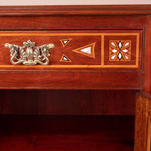 LATE VICTORIAN MAHOGANY ARTS CRAFTS DISPLAY CABINET - ADDITIONAL PHOTO 17