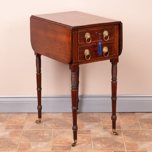 GOOD QUALITY REGENCY MAHOGANY PEMBROKE WORK TABLE - ADDITIONAL PHOTO 2