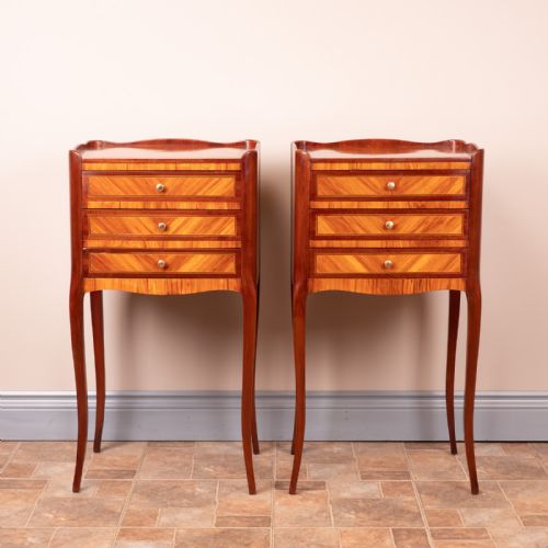 good quality pair of french inlaid bedside chests of drawers - CATEGORY: ANTIQUE CUPBOARDS - DATED 1920
