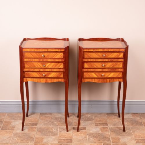 GOOD QUALITY PAIR OF FRENCH INLAID BEDSIDE CHESTS OF DRAWERS - ADDITIONAL PHOTO 1