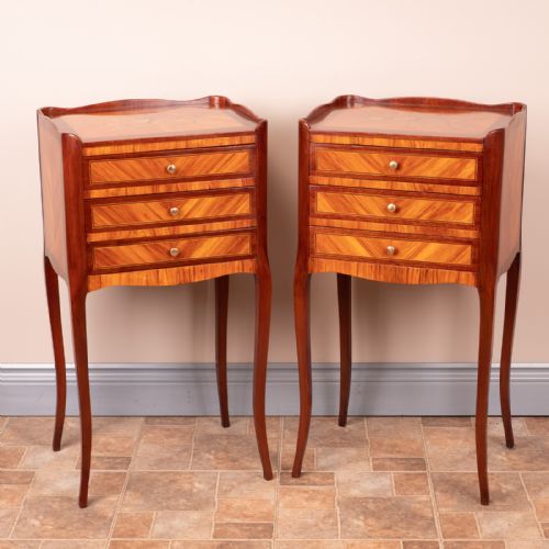 GOOD QUALITY PAIR OF FRENCH INLAID BEDSIDE CHESTS OF DRAWERS - ADDITIONAL PHOTO 3
