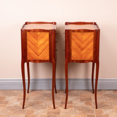 GOOD QUALITY PAIR OF FRENCH INLAID BEDSIDE CHESTS OF DRAWERS - ADDITIONAL PHOTO 6